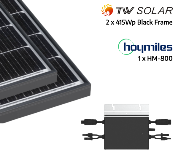 Solar Balkonkraftwerk | Plug & Save | 830W/800W| TW Solarpanel | Black Frame | Hoymiles